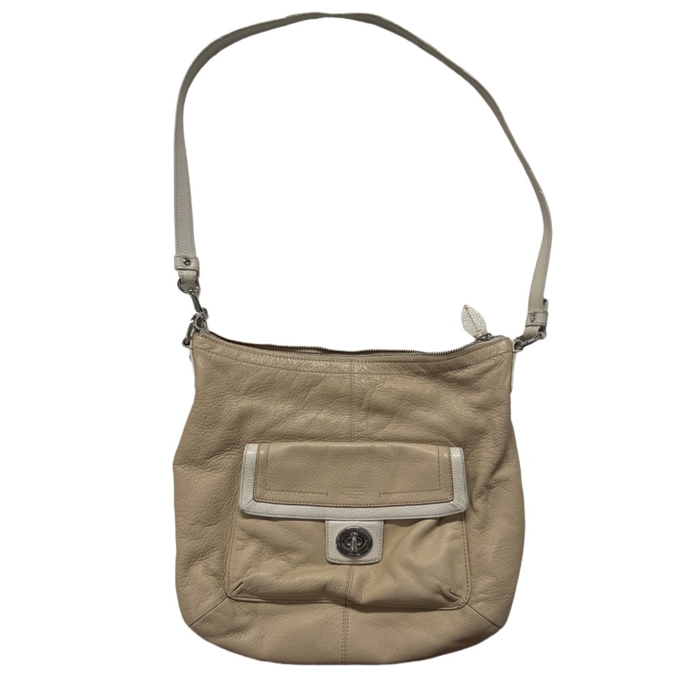 Y2K COACH light beige/cream penelope pebbled leather crossbody purse.